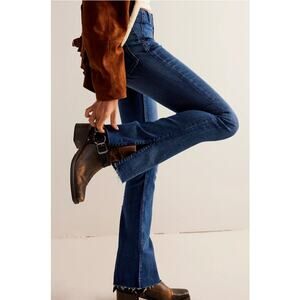 We The Free Level Up Slit Slim Flare Jeans 26 Dark Wash Denim Boho Western